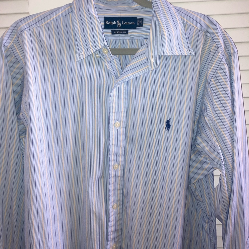 Polo Ralph Lauren Striped Blue Yellow Multicolor Button Up Shirt